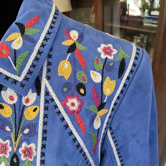 Double D Ranchwear Embroidered Suede Leather Jacket sz L NWT - Picture 2 of 14